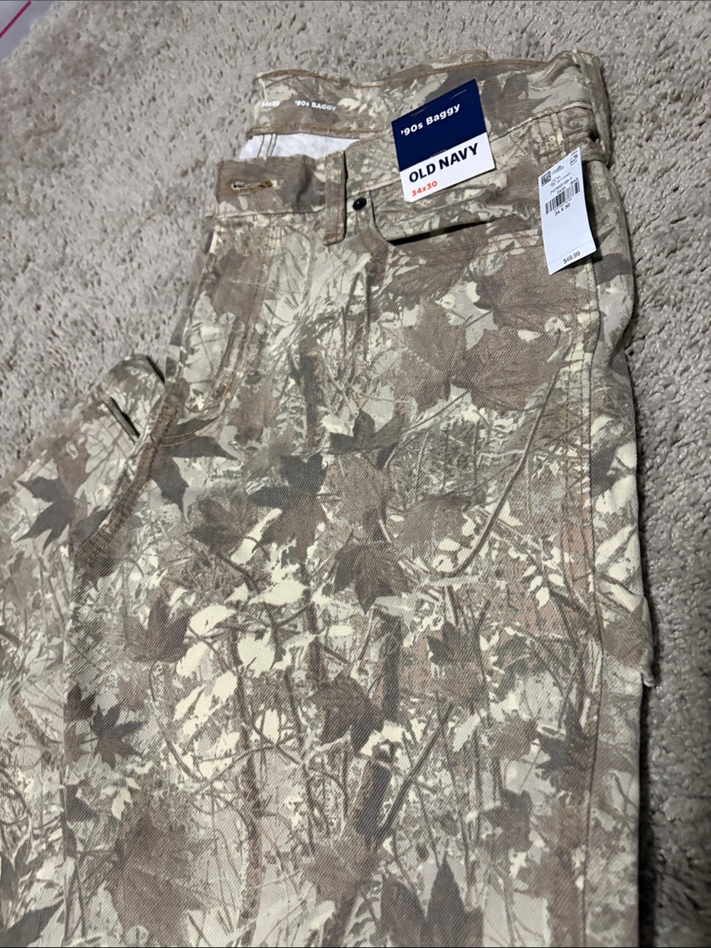 Old Navy Men's Tan and Beige Camo Relaxed Jeans
